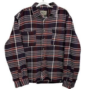 Amongst Others Plaid Shirt Jacket Deep Red Navy Flannel Men’s XL NWT $68 MSRP